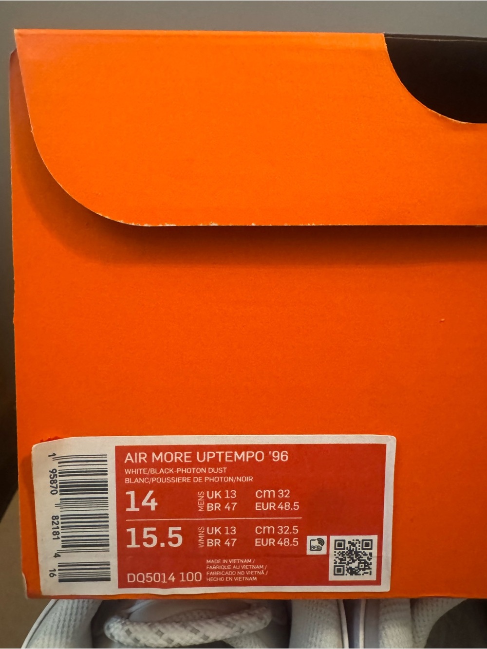 Size 14 - Nike Air More Uptempo '96 Copy Paste - White BRAND NEW in Nike Box - Picture 6 of 6